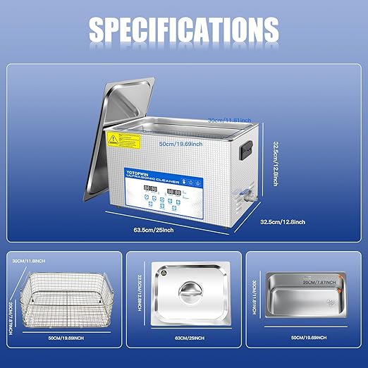 30L Ultrasonic Cleaning Machine with Digital Timer &amp HeaterTouch Button ControlPower-Off MemoryProfessional Lab Ultrasonic Cleaner 600W Sonic Part Cleaner Stain Removal