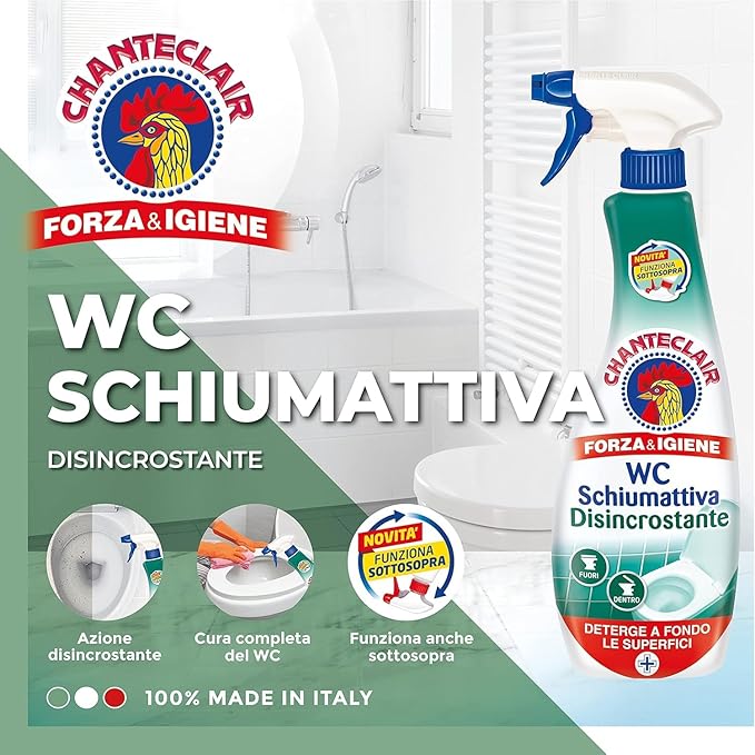 Chanteclair - WC Schiumattiva Disincrostante Pulisce e Igienizza Funziona anche Sottosopra Forza&ampIgiene - 625 ml