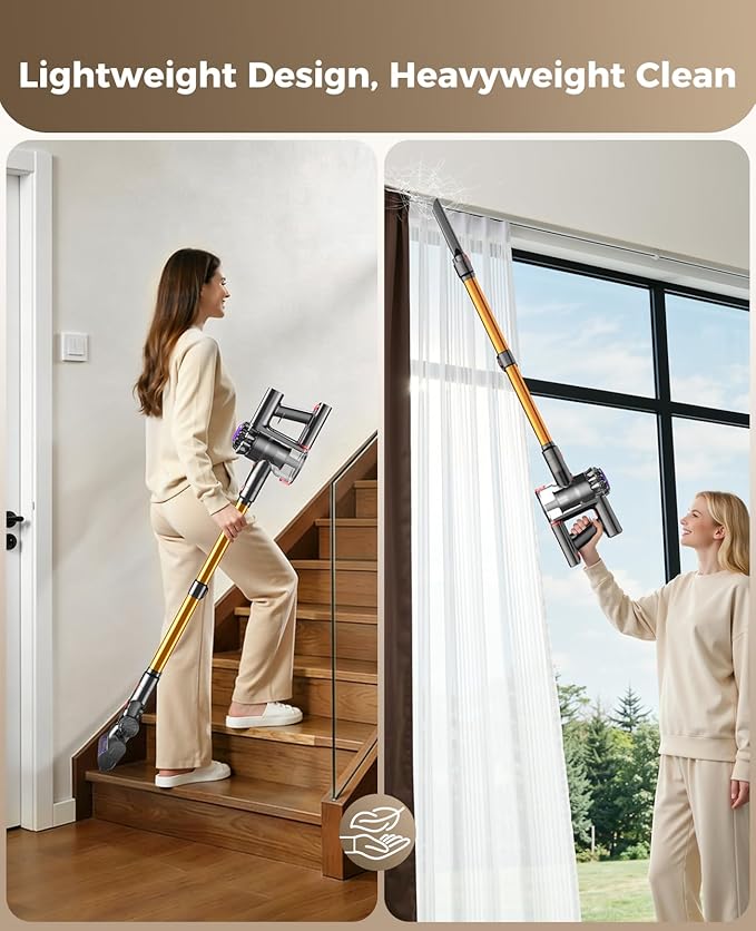 Cordless Vacuum Cleaner 450W 40KPA Vacuum Cleaners for Home 45 Mins Lightweight Stick Vacuum Cordless with LED Display Rechargeable Battery Vacuum for CarpetPet HairHardwood Floor