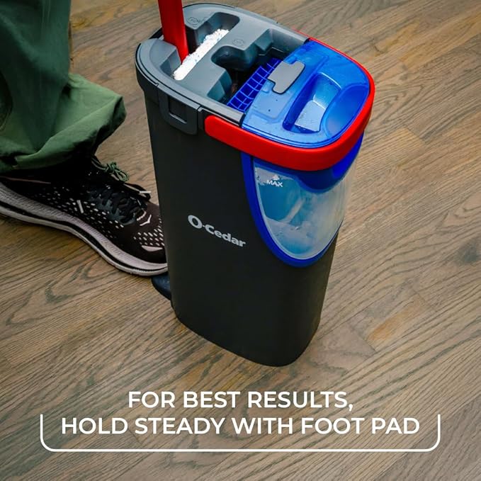 O-Cedar H2prO Flat Mop System | Quick Cleaning Tool | Clean with Water | Machine Washable Reusable Microfiber Mop Pad | Safe on Wood Floors Vinyl Tile Baseboards Walls