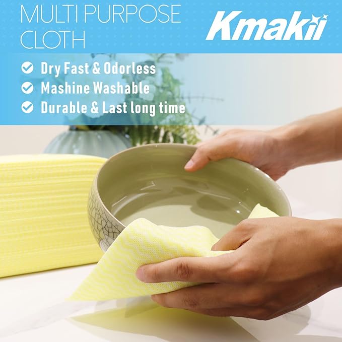 KMAKII Handi Wipe Reusable Cloths - Multi-Purpose Disposable Dish Cloths and Towels Ultra Absorbent Fast-Dry Durable Cleaning Wipes for Kitchen and Home 4colors 11.8 x 21 inches Pack of 80