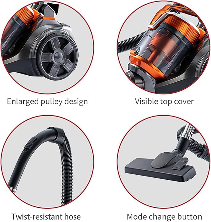 Cylinder Bagless Vacuum Cleaner 3600W Powerful Carpet Cleaner Machines 1.8 Litre Capacity Vacuum Cleaner for Home Use Floor Grout Tile Couch Carpet Car