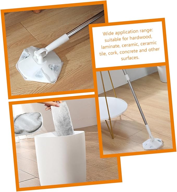 Retractable Household Dust Mop with Triangular Electrostatic Cleaning Head No-wash Handheld Floor Mop for Home Use Suitable for Hardwood and Tile Floors
