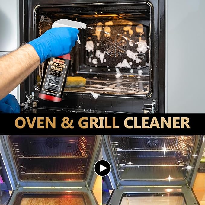 Oven and Grill Cleaner Heavy-Duty Degreaser Spray for Kitchen Stoves BBQ Grills 100ml/3.38 fl oz Professional Strength Grease Remover (3.38 Fl Oz)