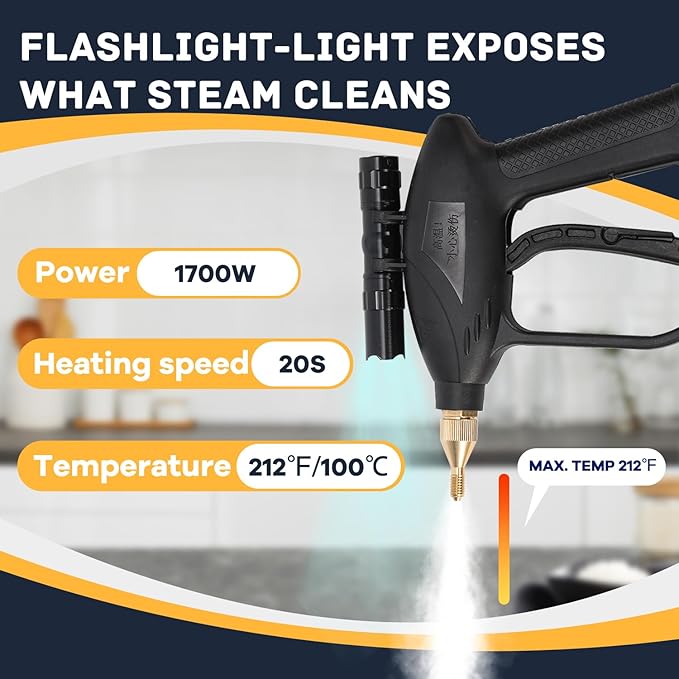 Moongiantgo 1700W High Pressure Steam Cleaner Handheld Portable Instant Steam Cleaning Machinefor Commercial Home USe Kitchen Bathroom Grout Tile Car Detailing (Yellow 110V)