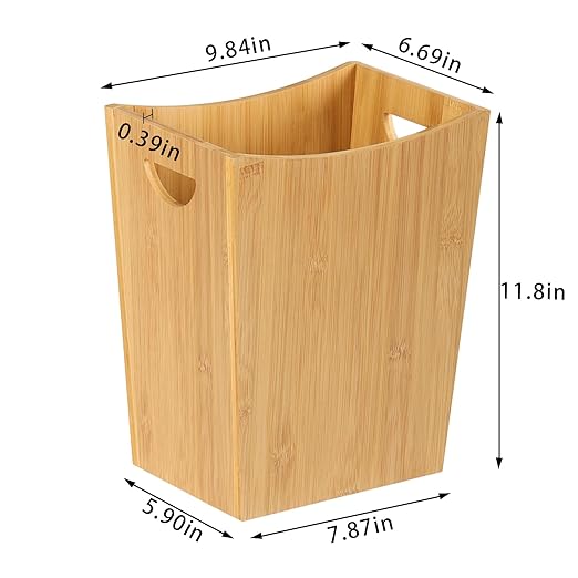 LIANTRAL Wood Trash Can Wastebasket 2 Gallon Small Bathroom Garbage Can Wood Waste Basket Trash Container Recycling Bin for Bathroom Bedroom Living Room Office Kitchen