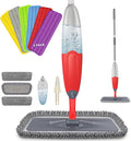 HOMTOYOU Spray Mops with 9 Reusable Pads: Wet Mop for Hardwood Tile Wood Laminate Vinyl - Absorbs Pet Hair Dust