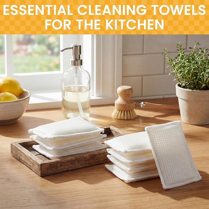 20 Pack Kitchen Bamboo Dish Sponges Cleaning Sponges Reusable Natural Pads Absorbent Non Scratch for Washing Dishes Pots and Pans (White)