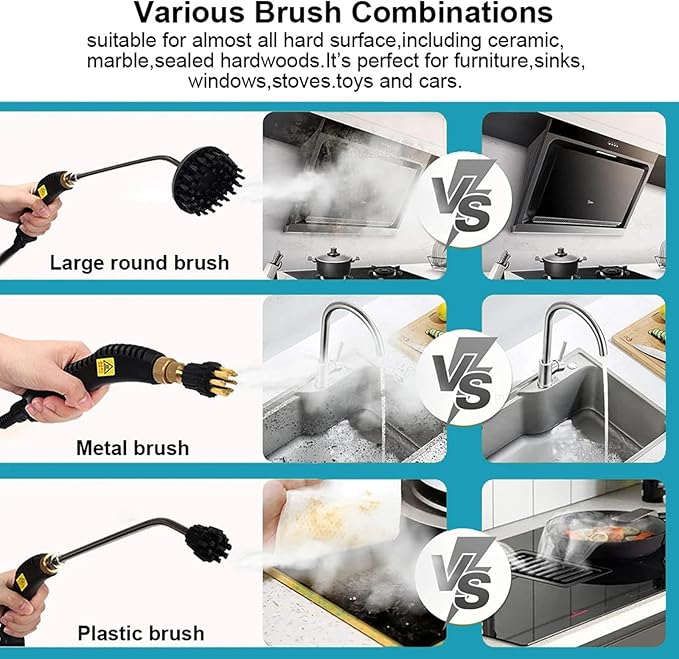 Steam Cleaner 2500W High Pressure Steam Cleaner Handheld High Temperature Cleaning Machine for Kitchen Home Car Steam CleaningRed