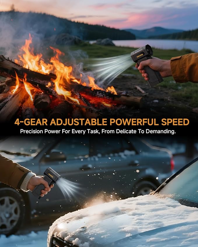 Compressed Air Duster Electric Air Duster with Upgraded Powerful 40MM Brushless Motor 4-Gear Cordless Mini Hand Blower with LED Light 27.75Wh Rechargeable Turbofan for Keyboard Car Home Outdoor