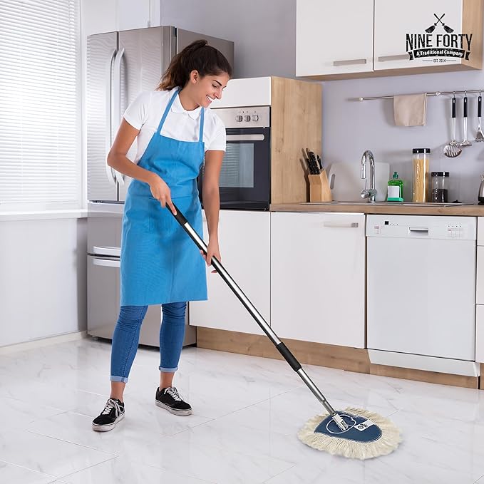 Nine Forty Heavy Duty Industrial-Strength Cotton Wedge Dust Mop Head - Home &amp Commercial Hardwood Floor Cleaning - Designed for High-Performance Janitorial &amp Housekeeping Tasks