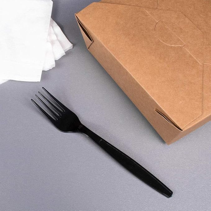 Karat U3520B 7 PS Poly-Wrapped Heavy-Weight Disposable Fork Black (Pack of 1000)