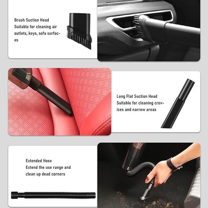 Cordless Vacuum Cleaner 20000Pa Powerful Suction Stick Vacuum for Carpet Pet Hair Hardwood Floors with Crevice Nozzle and Hose
