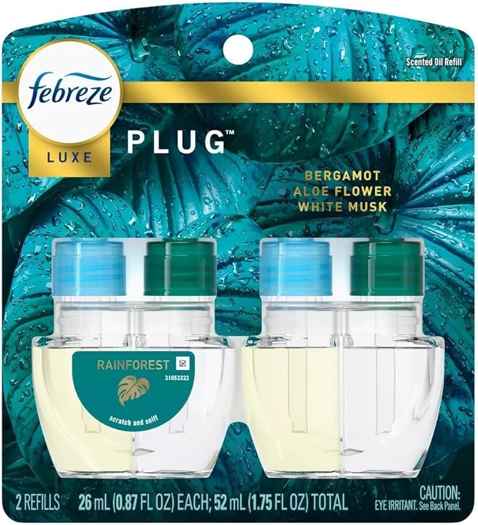 Febreze Odor-Fighting Fade Defy Plug Air Freshener Refill - Rainforest - (2) of 0.87 fl oz Refills