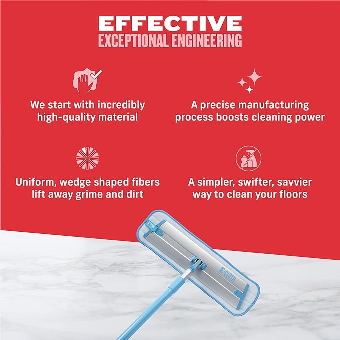 E-Cloth Deep Clean Microfiber Mop - Reusable Mop Pad for Home Cleaning Hard Floors Wood Tile or Laminate Machine Washable Use Wet for Cleaning or Dry for Dusting No Refills or Spray Needed