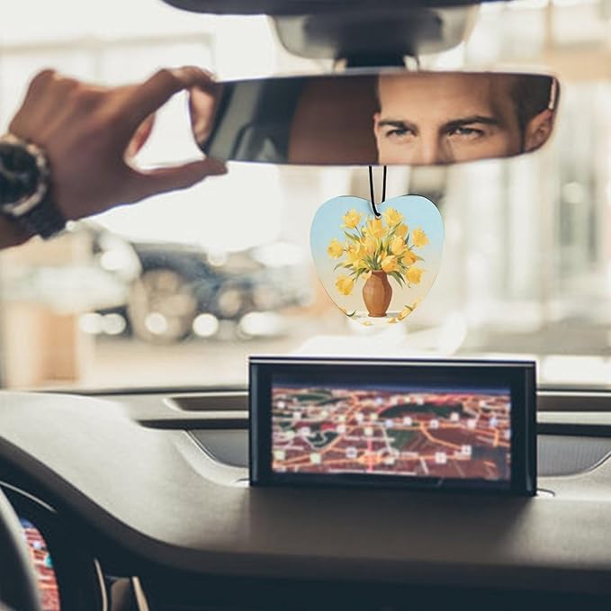 5PCS Car Air Freshener Hanging Personalized Double Sided Yellow Lily Car Fresheners Long Lasting New Cars Scents Cute Automotive Freshies for Closets Drawers (tea)