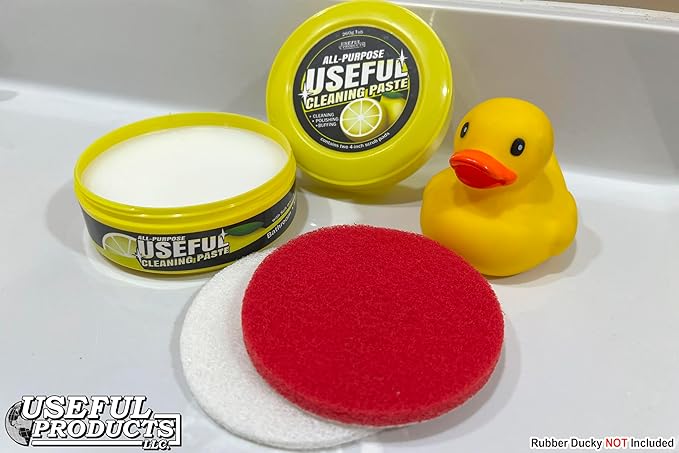 Household Essentials Cleaning Supplies with All Purpose Cleaner Paste - Shower Cleaner - Window - Grout Cleaner for Tile Floors - Oven Heavy Duty Cleaning - Bathroom Essentials - Sink Brush