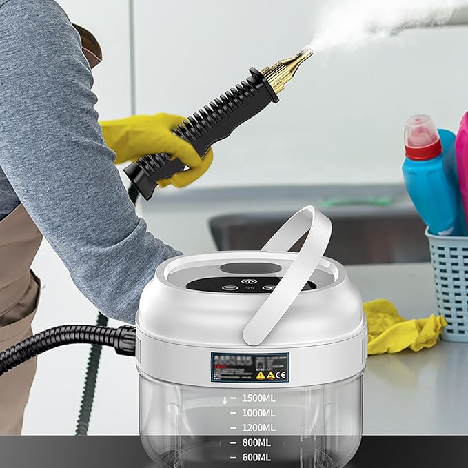 Handheld Steam Cleaner Fast Heating Steam Engine Steamer Cleaner 2500W And1500ml High Pressure High Temperature for Cleaning Home Car Upholstery Kitchen and Bathroom Carpet.