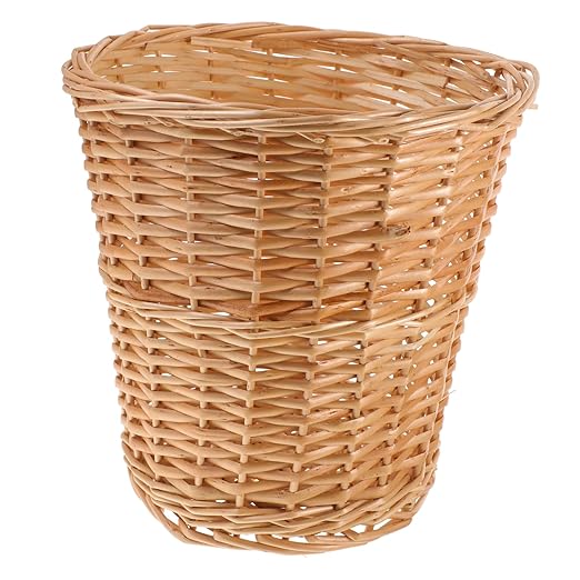 Veemoon Woven Wicker Trash Basket Rattan Wastebasket Multi Accessory for Bedroom Bathroom Living Office Stylish Pastoral Decor