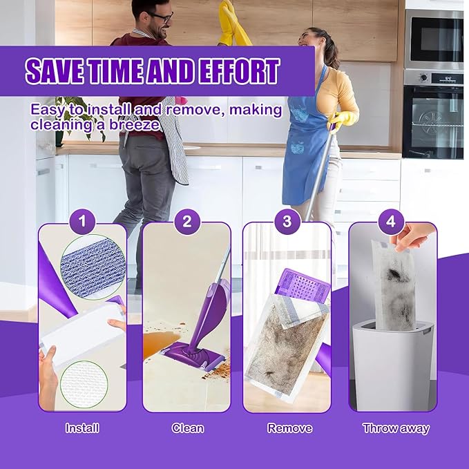 Mop Pad Refill Compatible with WetJet Spray Mop Wet Jet Mopping Pads for All Purpose Multi Surface Hardwood Floor Cleaning 4 Layers Thickened and Super Absorbent 80 Count