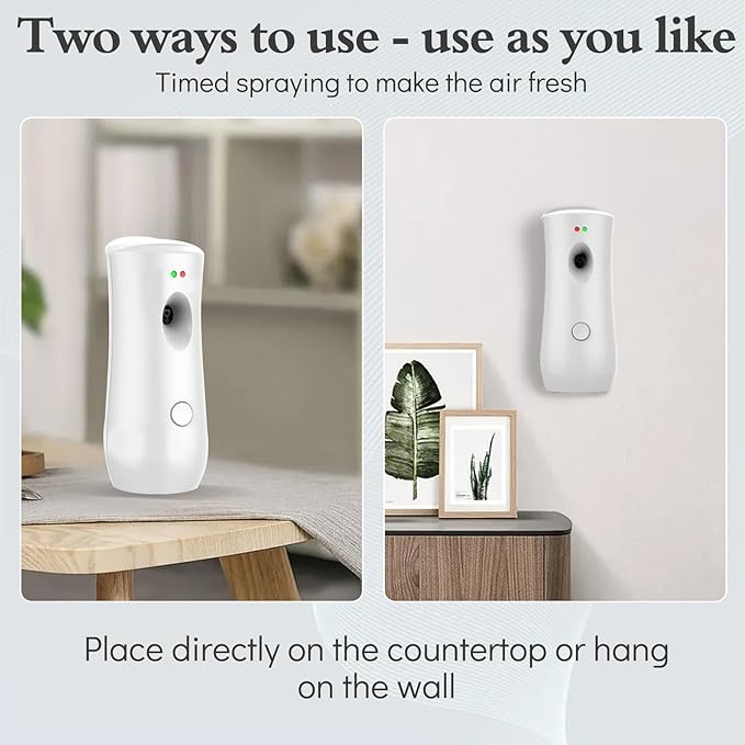 Automatic Air Freshener Spray Wall Mounted or Free Standing Automatic Scent Dispenser Motion Sensor Air Freshener Air Automatic Spray Dispenser for Room and Restroom Sprayer (White)
