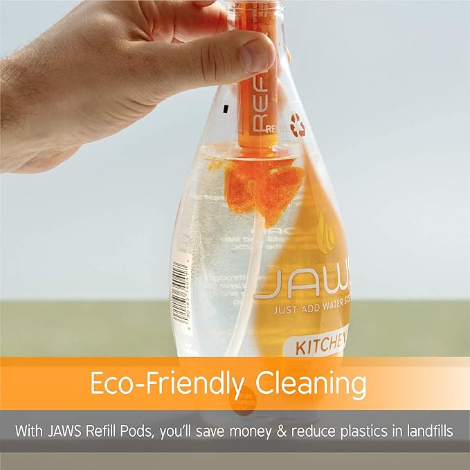 JAWS Cleaners Home Cleaning Kit Multi-Surface Kitchen Glass Shower and Hardwood Floor 2 Refill Pods Included. Refillable Cleaning Supplies.