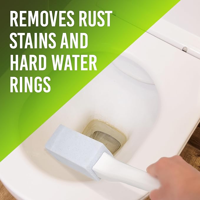 EarthStone Toilet Cleaning Block with 9 EZ-Grip Built-In Handle Removes Hardwater and Rust Stains Made in the USA 2-Pack