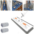 Large Flat Mop 360° Rotating with Dewatering Scraper Wet Dry Mop Extendable Long Cleaning Microfiber for Floors Corner Window 1pcs 12027(A-2pcs Rag)