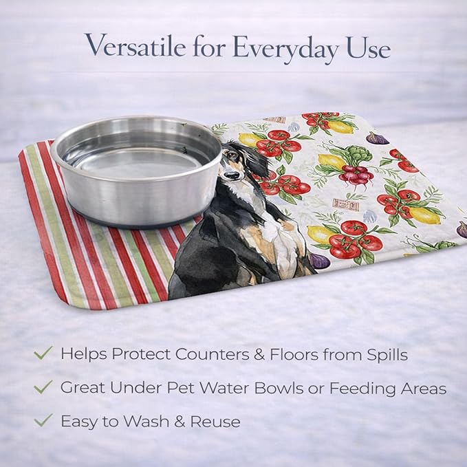Caroline's Treasures Black and Tan Saluki Vegetables Dish Drying Mat Absorbent Dish Drying Mat Pad for Kitchen Counter Dish Drainer Mat for Countertop 14 x 21 Multicolor