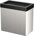 Gatco Modern Rectangle Wastebasket Satin Nickel and Matte Black Combo - Stainless Steel Trash Can with Removable Lid Leakproof 3 Gallon Capacity for Bathroom Bedroom Kitchen or Office
