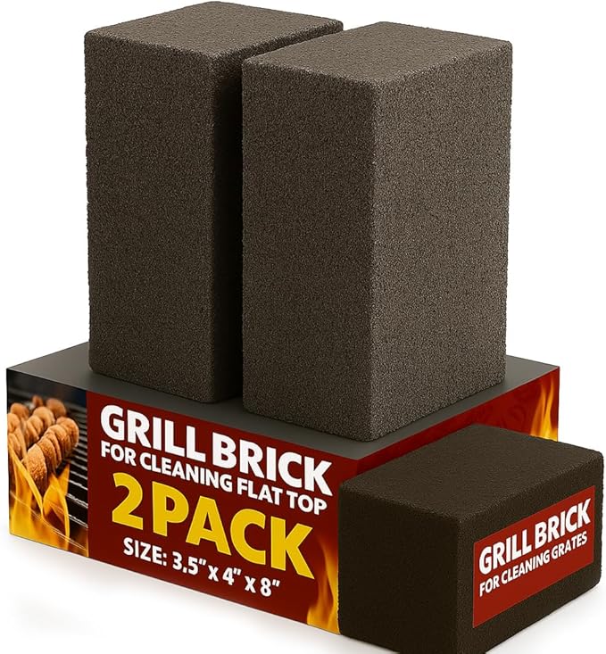 Commercial Grade Heavy Duty Grill Cleaning Brick Bulk 2 Pack. Pumice Stone Cleaner Tool Cleans and Sanitizes Restaurant Flat Top Grills or Griddles Effectively Without Harsh Chemicals or Abrasives