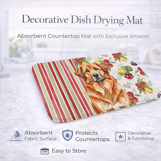 Caroline's Treasures Red Leonberger Vegetables Dish Drying Mat Absorbent Dish Drying Mat Pad for Kitchen Counter Dish Drainer Mat for Countertop 14 x 21 Multicolor