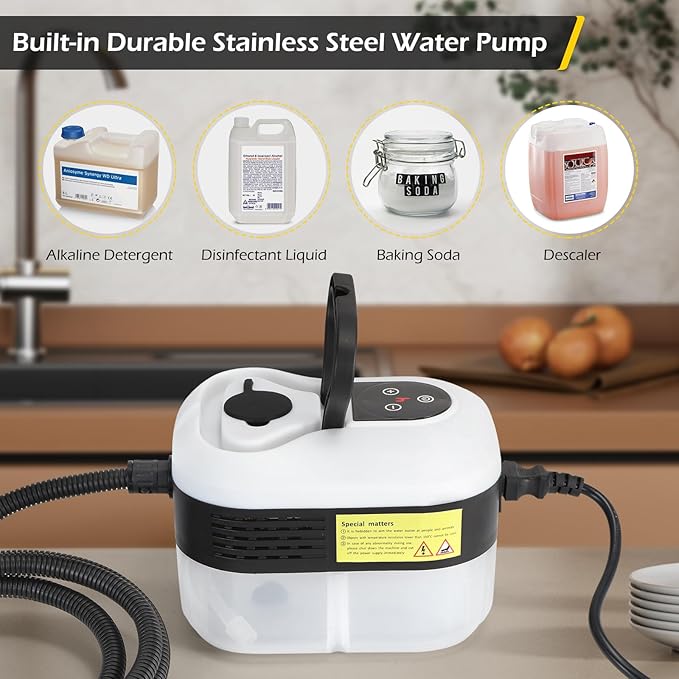 Dyna-Living Steam Cleaner 1500W Handheld Steamer for Cleaning 221℉ High-Temp Portable Car Steamer Cleaner Intelligent Touch Panel &amp Spray Gun Control Steamer Cleaner for Car