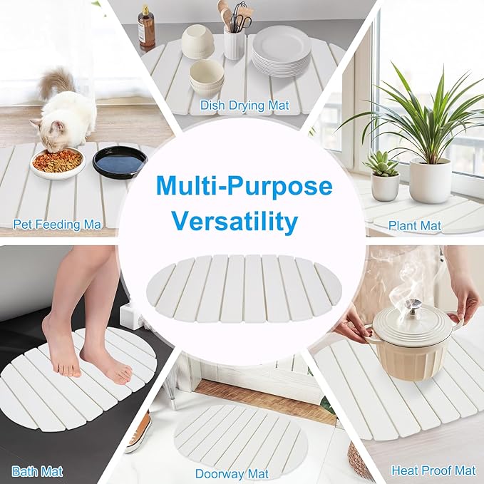 Stone Drying Mat for Kitchen Counter: 24x16 Large Foldable Diatomaceous Earth Dish Drying Mat Super Absorbent &amp Heat-Resistant Quick Dry for Dishes Bottles Cups with 2 Stone Coasters
