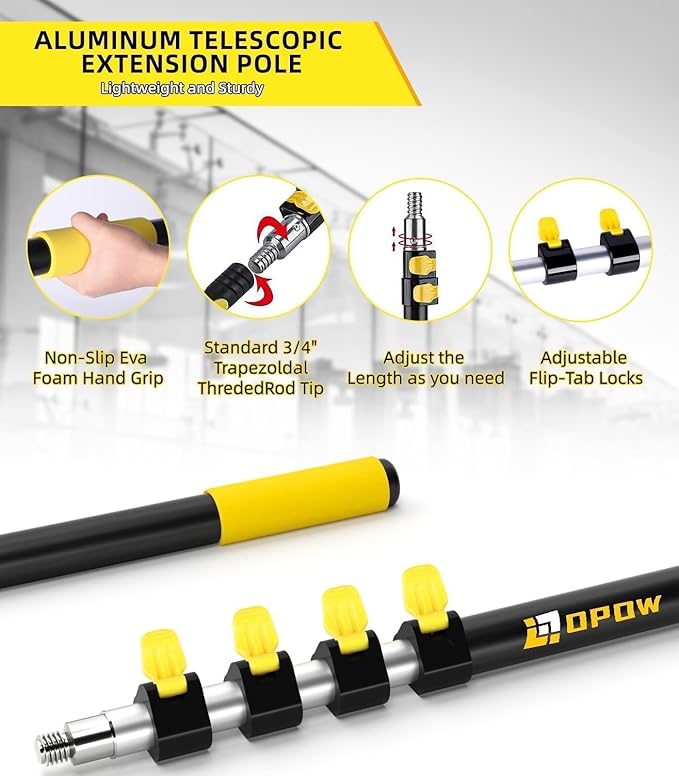 30 Foot High Ceiling Duster Kits with 7-24ft Heavy Duty Extension Pole High Reach Duster for CleaningMicrofiber Feather DusterCobweb DusterCeiling Fan DusterWindow Squeegee &amp Cleaner