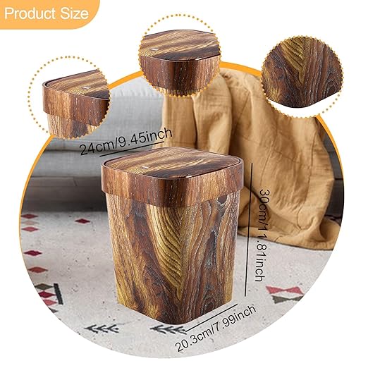 Trash Can Garbage Container Bin Rubbish Basket with Lid Waste Basket Recycling Bin for Home Living Room Kitchen Bedroom