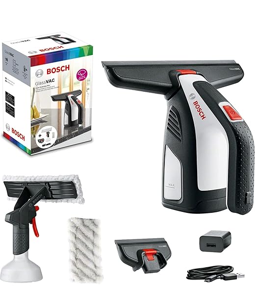 Cordless Electric Window Vacuum Squeegee – 2-in-1 Handheld Glass &amp Surface Cleaner – Streak-Free Suction for Showers Mirrors Tiles and Countertops – USB Rechargeable with Dual Head Attachments