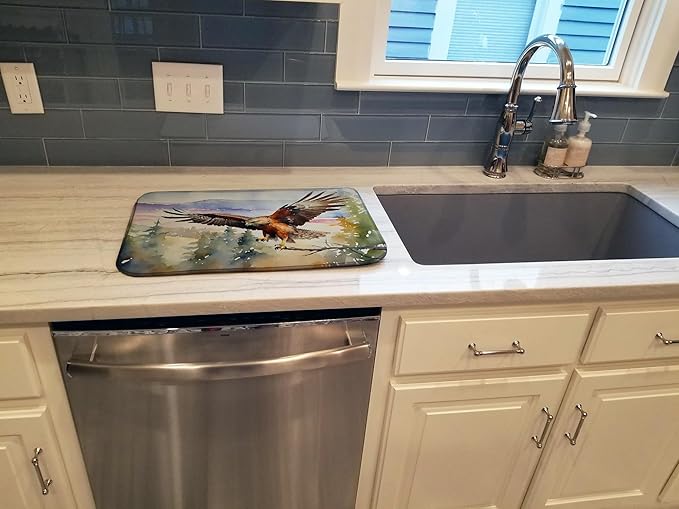Caroline's Treasures DAC3233DDM Hawk Dish Drying Mat Absorbent Dish Drying Mat Pad for Kitchen Counter Dish Drainer Mat for Countertop 14 x 21 Multicolor
