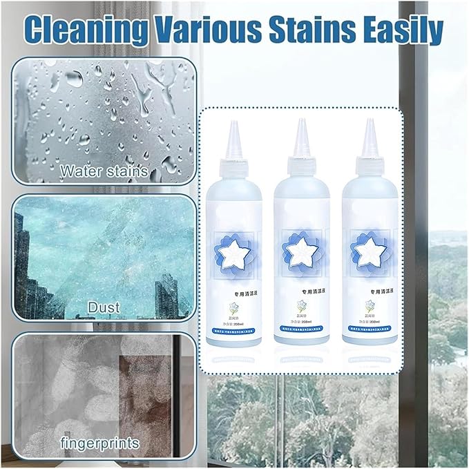 230ml Robotic Window Cleaner Liquid Compatible with ECOVACS Winbot W2 PRO OMNI/W2 OMNI/W2 PRO/W1 PR/W1/W850/960/MINI Multi-Surface Glass Cleaner Solution for Home/Office Windows(3pcs)