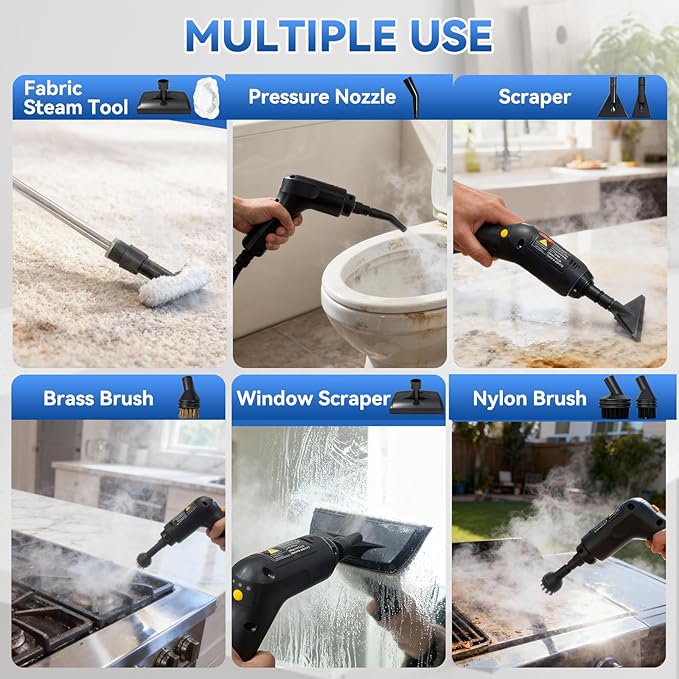 Steam Cleaner2500W High-Pressure Steamer for Cleaning 15s Fast Heat-Up&amp1.4L Large Tank3-Level Adjustable Handle with 14 AccessoriesPortable Steam Cleaner for HomeCarFurnitureBathroom