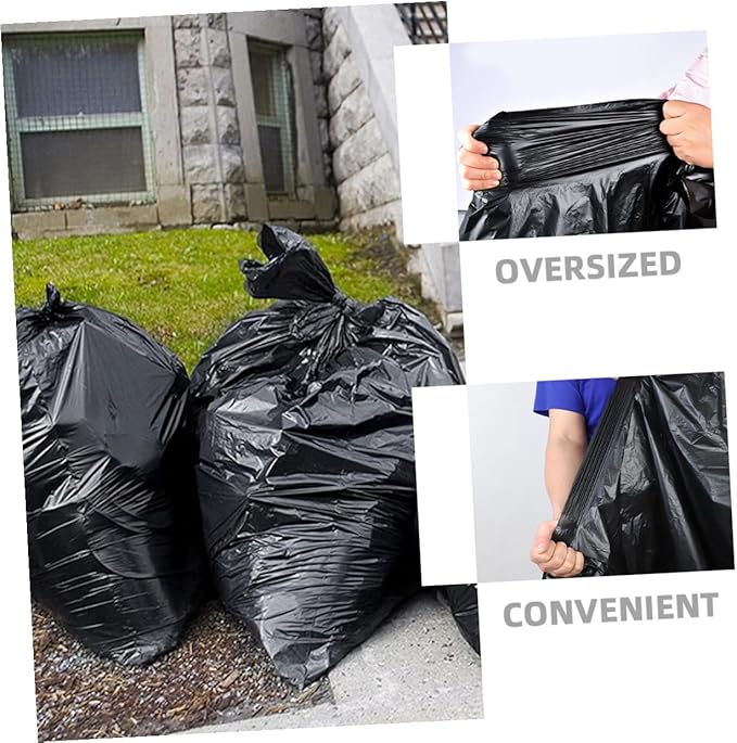 50pcs Large Heavy Duty Commercial Garbage Bags 80x100cm Contractor Trash Bags for 100l Kitchen Outdoor and Office Waste Disposal