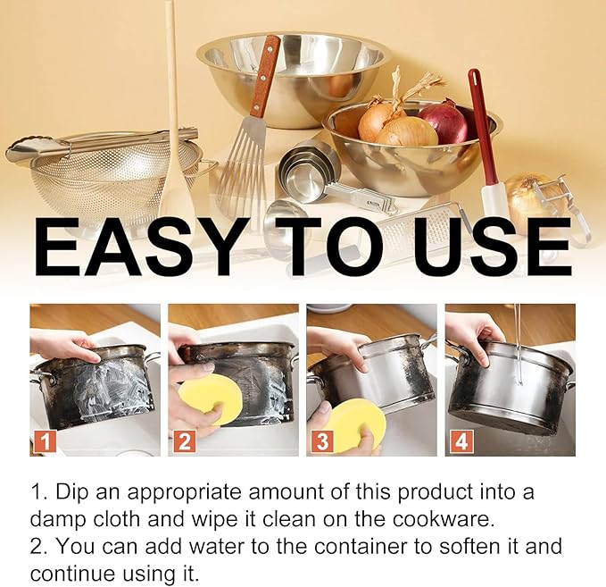 200g Cookware Cleaner - Stainless Steel Rust &amp Stain Remover Kitchen Faucet Dirt &amp Water Spot Remover(3PCS)
