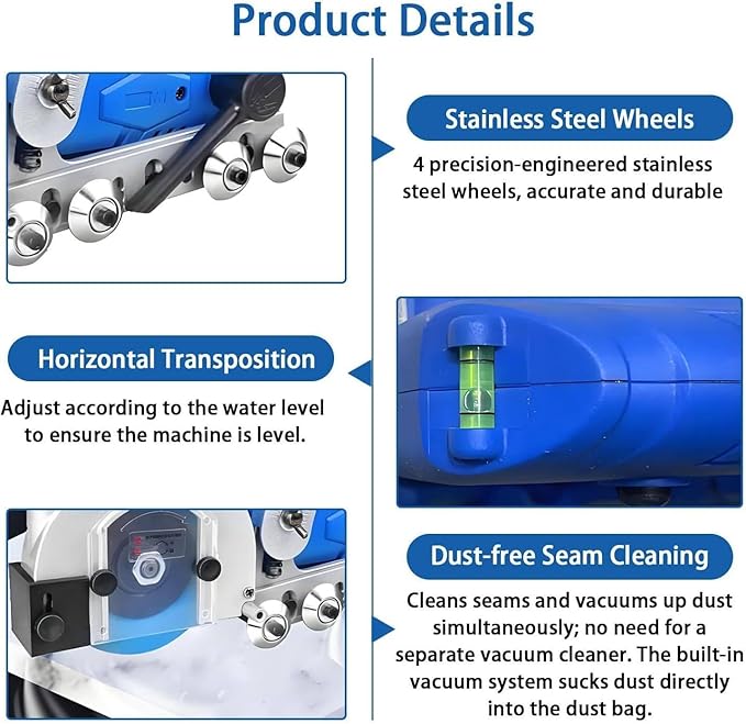 Portable Electric Tile Seam Cleaner + Grout Remover Tool + Self-Vacuuming 9000RPM + Tile Joint Cleaning &amp Slotting + DIY Floor Tile Regrouting &amp Repair Work 3*sawblade