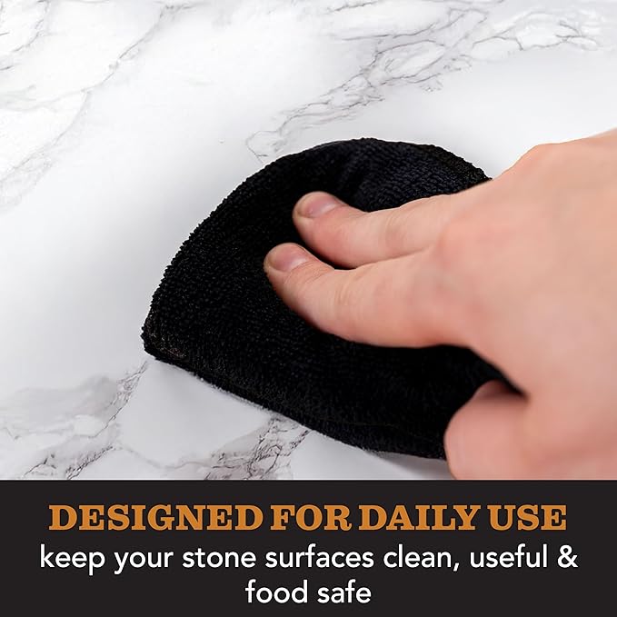 CLARK'S Natural Stone Spray Cleaner with Microfiber Cloth for Soapstone Granite Quartz Marble &amp other Countertop Surfaces – Pure Ingredients to Keep Stone Protected Citrus Oil Extracts 12oz