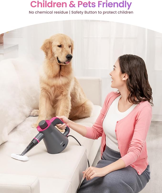 Schenley Portable Handheld Steam Cleaner High-Pressure Design with Versatile Multi-Surface Accessories Ideal for Upholstery Stove Tiles Grout and Auto Cleaning