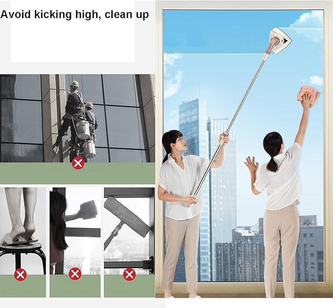Magnetic Window Cleaner Double-Side Magnetic Glass Cleaner 5-28Mm for Glass Windows Doors Car Window Cleaner Adjustable Magnetic The Glider with Retractable DeBeige