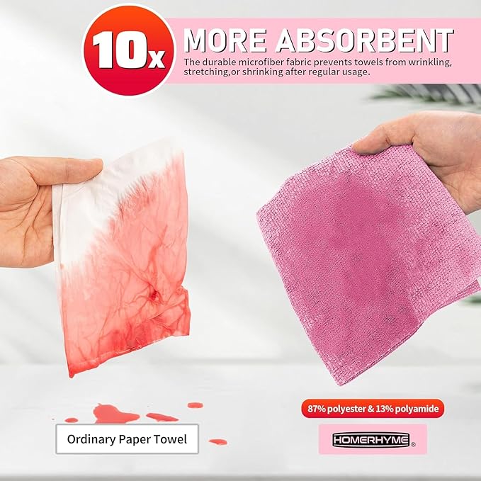 HOMERHYME Microfiber Cleaning Cloth 150 Sheets Tear Away Shop Towels Reusable Washable Microfiber Towels for Cars Lint Free Cleaning Rags for Home Automotive Workshop &amp Garage 11.5x11.5 Pin