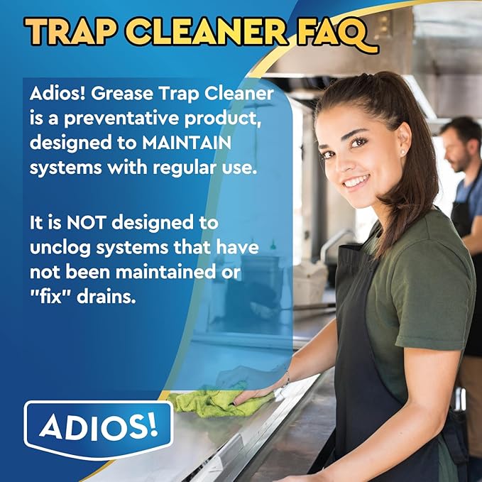 Professional Grease Trap Cleaner for FOG – Cleans Fats Oils &amp Grease from Drains Pipes Safe Enzyme Based Formula for Preventative Maintenance