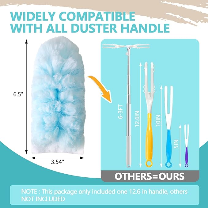 60 Pack Duster Refills Kit Fit for Swiffer Duster Handle360° Deep Cleaner Heavy Duty Replacement with 1 Handle(Blue)