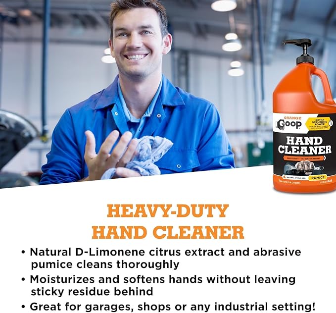 GOOP Orange Liquid with Pumice Multi-Purpose Waterless Hand Cleaner - 1 Gallon Pump Bottle - 4 Pack